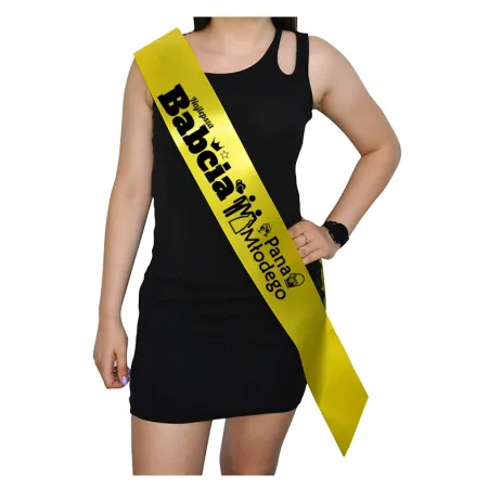 Szarfa ŻÓŁTA Ślub Najlepsza Babcia Pana Młodego